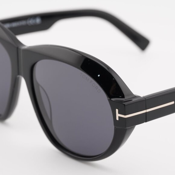 Tom Ford Inger FT1113 01A Sunglasses Black Geometric Frame, Smoke Lenses main image 8